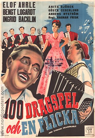 100 dragspel och en flicka 1946 poster Elof Ahrle Ingrid Backlin Ragnar Frisk Instrument