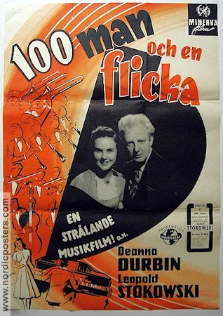 100 man och en flicka 1937 poster Deanna Durbin Leopold Stokowski
