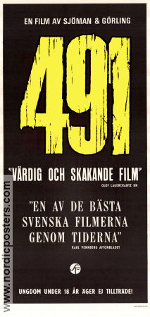 491 1964 poster Lars Lind Lena Nyman Leif Nymark Vilgot Sjöman Text: Lars Görling