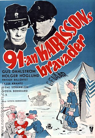 91:an Karlssons bravader 1951 poster Gus Dahlström Holger Höglund Fritiof Billquist Gösta Bernhard