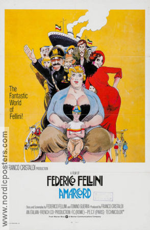 Amarcord 1973 poster Magali Noel Bruno Zanin Pupella Maggio Federico Fellini Hitta mer: Large poster