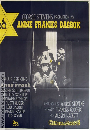 Anne Franks dagbok 1959 poster Millie Perkins Shelley Winters Joseph Schildkraut George Stevens Hitta mer: Nazi