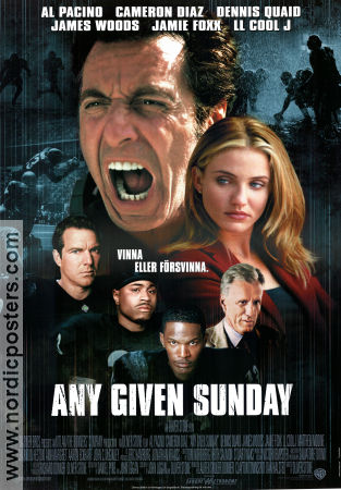 Any Given Sunday 1999 poster Al Pacino Dennis Quaid Cameron Diaz Oliver Stone Sport