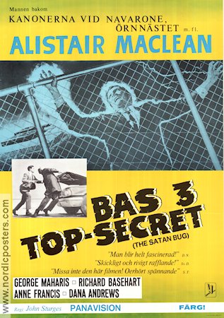 Bas 3 Top Secret 1965 poster George Maharis Richard Basehart Anne Francis John Sturges Text: Alistair Maclean