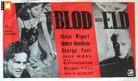 Blod och eld 1945 poster Sonja Wigert Anders Henrikson George Fant Inge Waern Anders Henrikson
