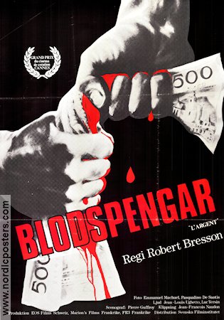 Blodspengar 1983 poster Christian Patey Sylvie Van den Elsen Michel Briguet Robert Bresson Pengar