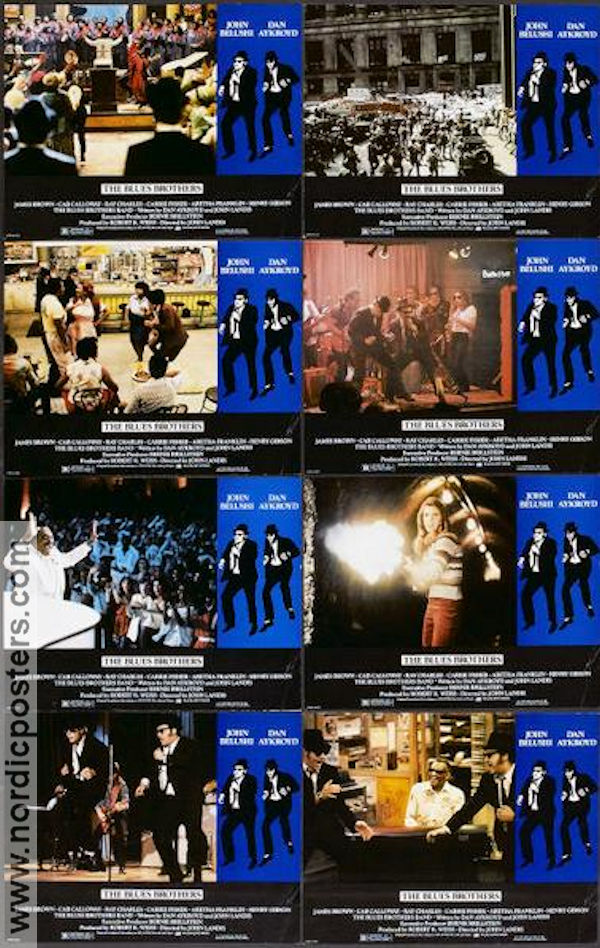 The Blues Brothers 1980 lobbykort John Belushi Dan Aykroyd Cab Calloway Aretha Franklin Carrie Fischer Ray Charles John Landis Bilar och racing Glasögon Rock och pop Musikaler