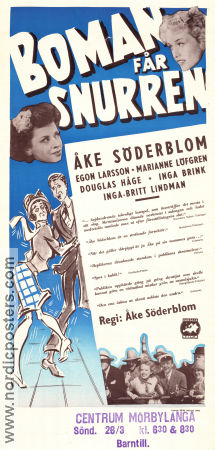 Boman får snurren 1949 poster Egon Larsson Marianne Löfgren Douglas Håge Åke Söderblom Motorcyklar