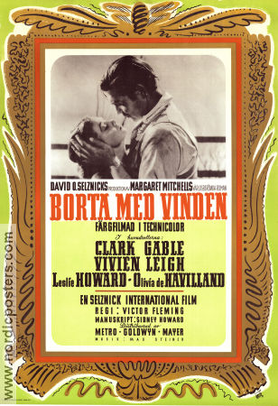Borta med vinden 1939 poster Vivien Leigh Clark Gable Leslie Howard Olivia de Havilland Victor Fleming Text: Margaret Mitchell Romantik