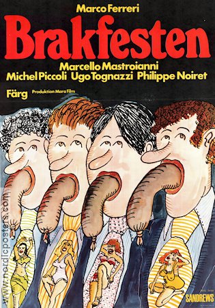 Brakfesten 1973 poster Marcello Mastroianni Marco Ferreri Affischkonstnär: Mati Lepp Mat och dryck Konstaffischer