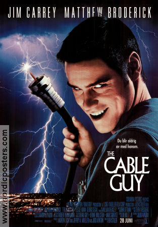 The Cable Guy 1996 poster Jim Carrey Matthew Broderick Leslie Mann Ben Stiller