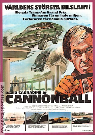 Cannonball 1976 poster David Carradine Veronica Hamel Paul Bartel Bilar och racing