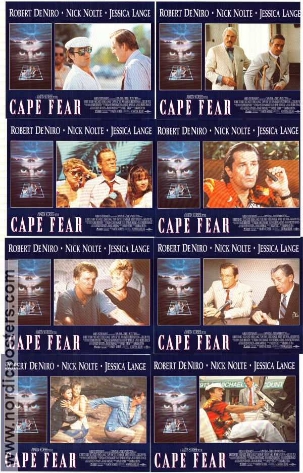 Cape Fear 1991 lobbykort Robert De Niro Nick Nolte Jessica Lange Martin Scorsese