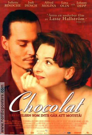 Chocolat 2001 poster Juliette Binoche Alfred Molina Lena Olin Johnny Depp Lasse Hallström Romantik Mat och dryck