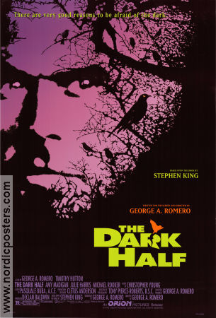 The Dark Half 1993 poster Timothy Hutton Amy Madigan Michael Rooker George A Romero Text: Stephen King