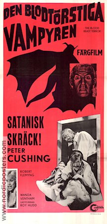 Den blodtörstiga vampyren 1968 poster Peter Cushing Robert Flemyng Wanda Ventham Vernon Sewell