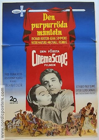 Den purpurröda manteln 1953 poster Richard Burton Jean Simmons Hitta mer: Cinemascope Svärd och sandal