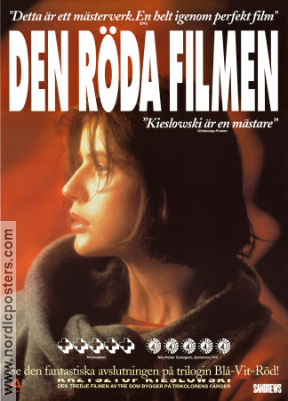 Den röda filmen 1994 poster Irene Jacob Jean-Louis Trintignant Krzysztof Kieslowski Romantik Filmen från: Poland