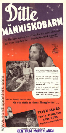 Ditte människobarn 1947 poster Tove Maes Karen Poulsen Rasmus Ottesen Bjarne Henning-Jensen Danmark