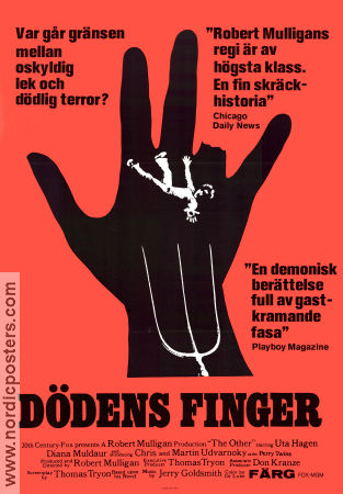 Dödens finger 1972 poster Uta Hagen Diana Muldaur Chris Udvarnoky Robert Mulligan