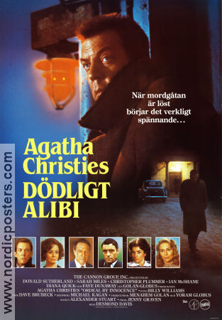 Dödligt alibi 1984 poster Donald Sutherland Faye Dunaway Desmond Davis Text: Agatha Christie