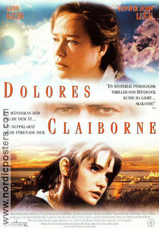 Dolores Claiborne 1995 poster Jennifer Jason Leigh Kathy Bates Christopher Plummer Taylor Hackford Text: Stephen King