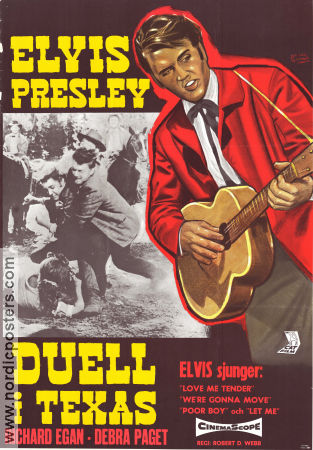 Duell i Texas 1956 poster Elvis Presley Richard Egan Debra Paget Robert D Webb Instrument Musikaler
