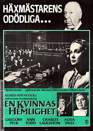 En kvinnas hemlighet 1947 poster Ann Todd Gregory Peck Charles Laughton Alfred Hitchcock
