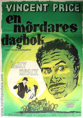 En mördares dagbok 1963 poster Vincent Price Nancy Kovack Chris Warfield Reginald Le Borg