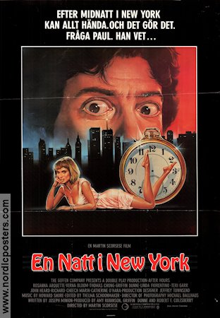 En natt i New York 1985 poster Rosanna Arquette Martin Scorsese Klockor