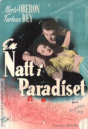 En natt i paradiset 1946 poster Merle Oberon Turhan Bey Äventyr matinée