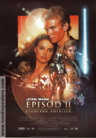 Episod II Klonerna anfaller 2002 poster Ewan McGregor Natalie Portman Hayden Christensen Christopher Lee George Lucas Hitta mer: Star Wars