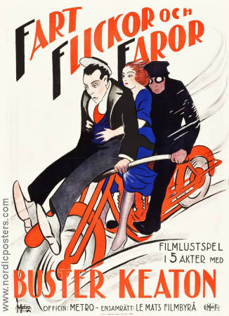 Fart flickor och faror 1924 poster Buster Keaton Motorcyklar