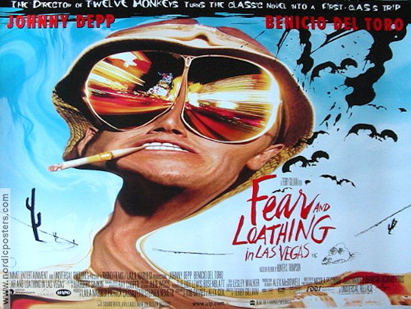 Fear and Loathing in Las Vegas 1998 poster Johnny Depp Benicio Del Toro Mark Harmon Terry Gilliam Rökning