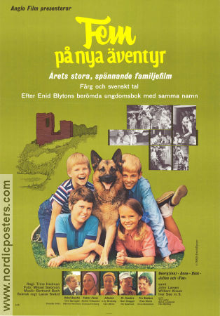 Fem på nya äventyr 1969 poster Lone Thielke Mads Rahbek Niels Kibenich Katrine Hedman Text: Enid Blyton Danmark Barn