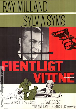 Fientligt vittne 1969 poster Sylvia Syms Felix Aylmer Ray Milland