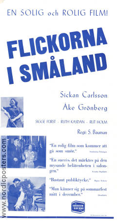 Flickorna i Småland 1945 poster Sickan Carlsson Åke Grönberg Sigge Fürst Schamyl Bauman