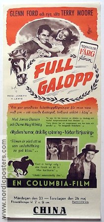 Full galopp 1949 poster Glenn Ford Terry Moore Hästar