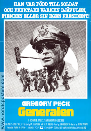 Generalen 1977 poster Gregory Peck Dan O´Herlihy Ed Flanders Joseph Sargent Krig Glasögon Rökning
