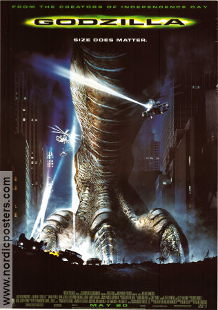 Godzilla 1998 poster Matthew Broderick Jean Reno Maria Pitillo Roland Emmerich Dinosaurier och drakar