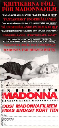 In Bed with Madonna 1991 poster Madonna Donna DeLory Niki Haris Alek Keshishian Dokumentärer Rock och pop