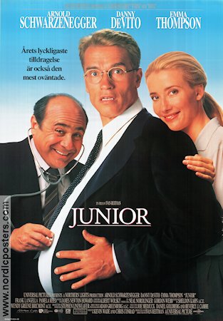 Junior 1994 poster Arnold Schwarzenegger Emma Thompson Danny de Vito Ivan Reitman Barn Medicin och sjukhus