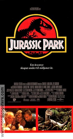 Jurassic Park 1993 poster Sam Neill Laura Dern Jeff Goldblum Steven Spielberg Dinosaurier och drakar