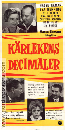 Kärlekens decimaler 1960 poster Eva Henning Christina Schollin Stig Järrel Sigge Fürst Eva Dahlbeck Siv Ericks Hasse Ekman