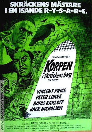 Korpen i skräckens borg 1963 poster Boris Karloff Vincent Price Jack Nicholson Roger Corman