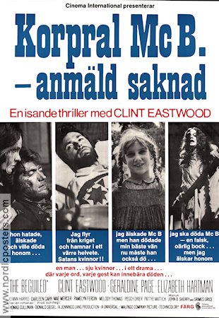 Korpral Mc B anmäld saknad 1971 poster Clint Eastwood Geraldine Page Elizabeth Hartman Don Siegel