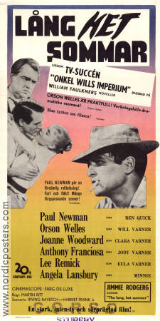 Lång het sommar 1958 poster Paul Newman Orson Welles Joanne Woodward Martin Ritt Text: William Faulkner