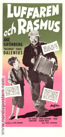 Luffaren och Rasmus 1955 poster Åke Grönberg Eskil Dalenius Åke Fridell Rolf Husberg Text: Astrid Lindgren Filmbolag: Artfilm Instrument