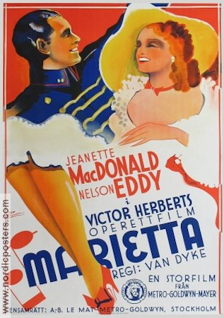 Marietta 1935 poster Jeanette MacDonald Nelson Eddy Victor Herbert Musikaler
