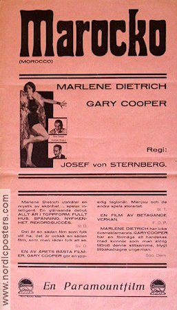 Marocko 1931 poster Marlene Dietrich Gary Cooper